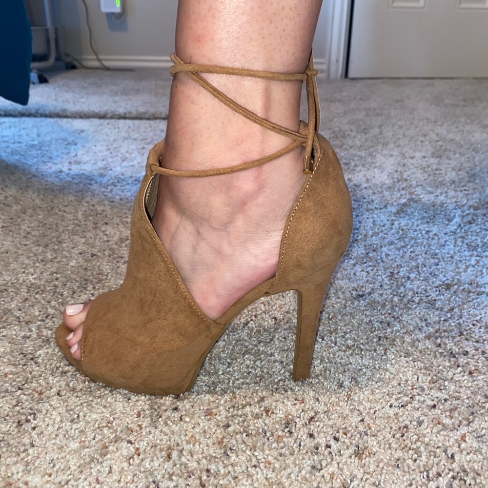 Tan high heels